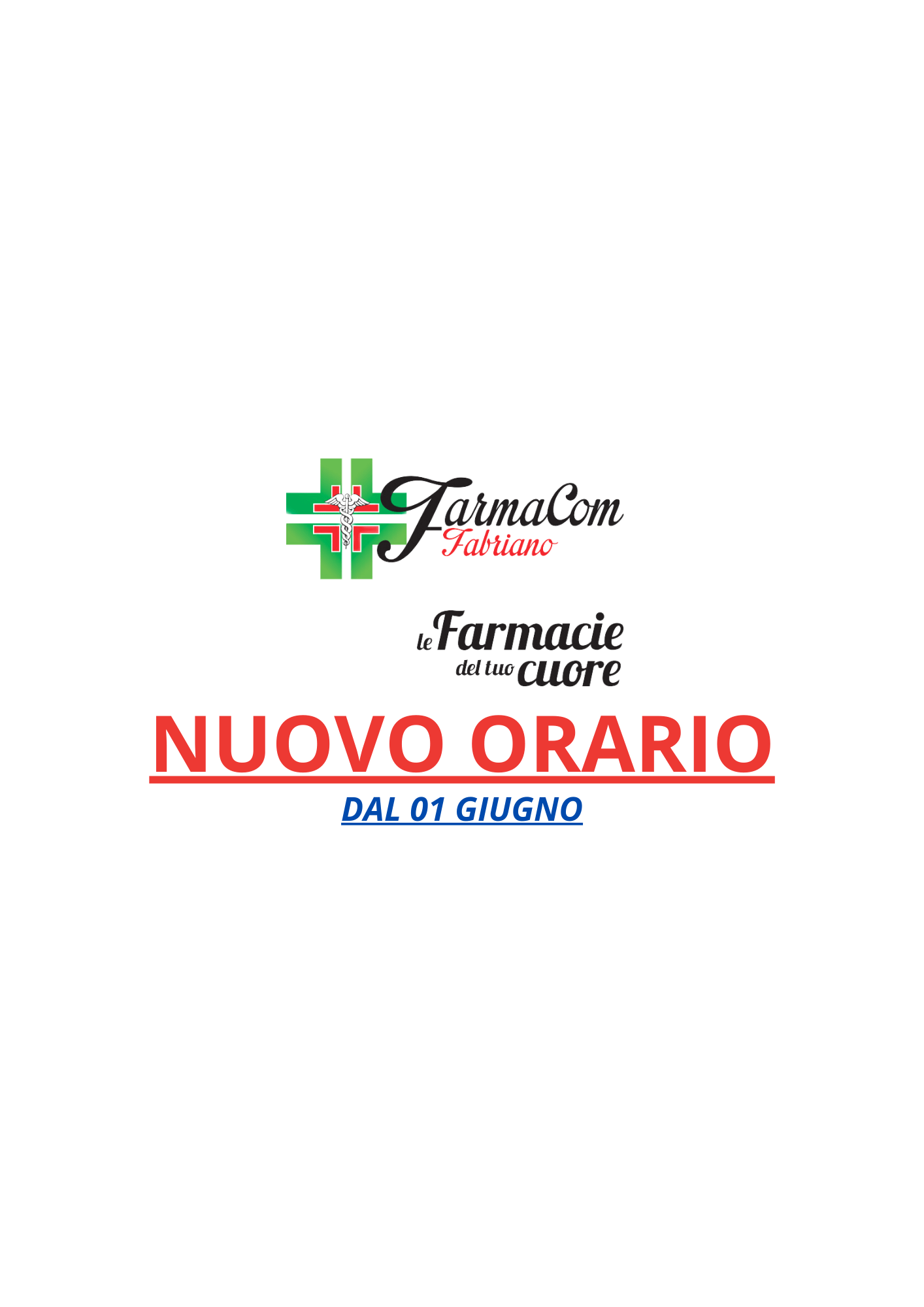 CAMBIO ORARIO FARMACIE COMUNALI