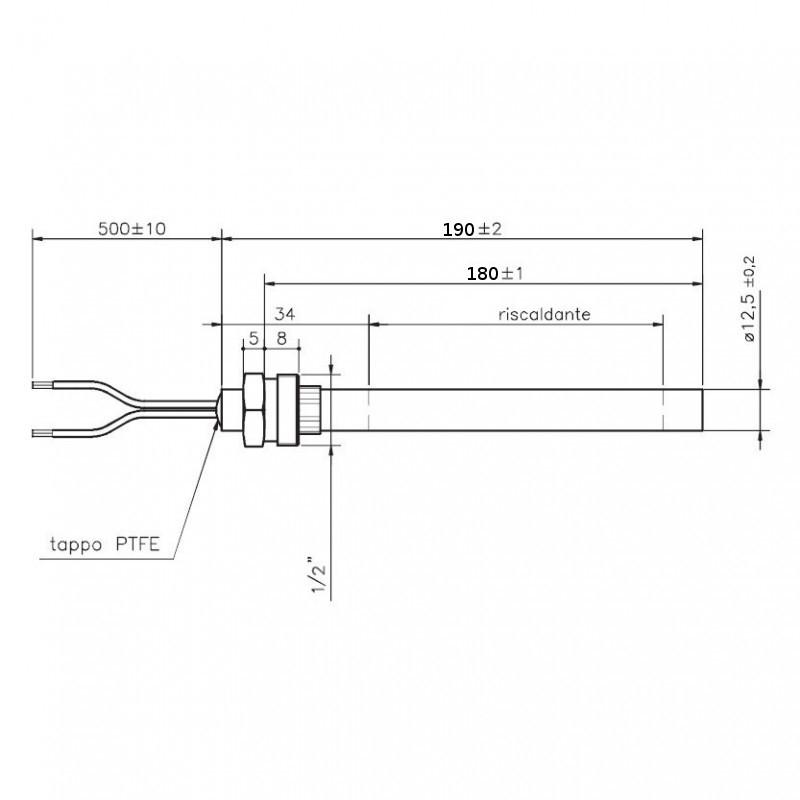 HT62664 Resistenza accensione per stufe a pellet, con raccordo filettato 1/2"