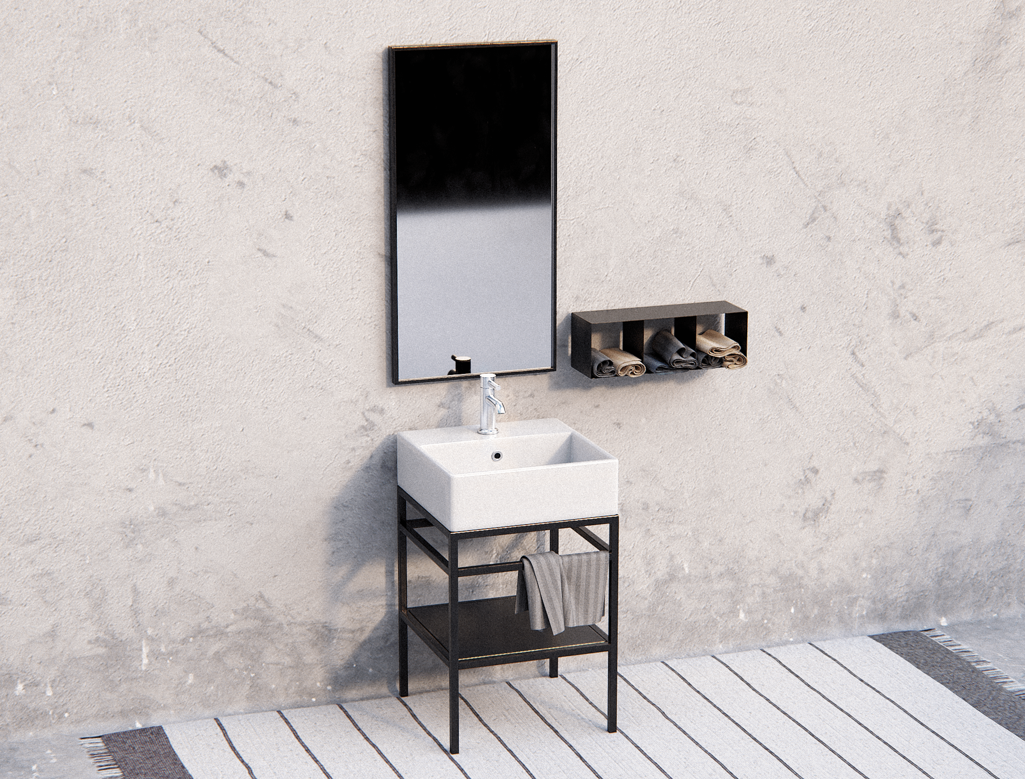 Mobile bagno, specchio e mensola