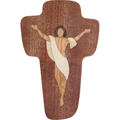 Croce Crocifisso Risorto intarsiato grande (19x13x1,2) cod.07303