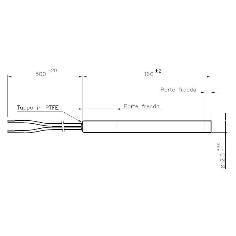 14701019 RESISTENZA LINEARE STUFA CALDAIA A PELLET DIAM 12,5 mm 350 W LUNGHEZZA TOTALE 160mm