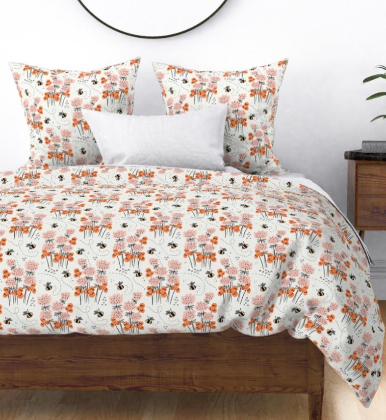 duvet cover: bees and clovers