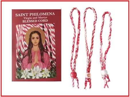 Pack of blessed St. Philomena wrist cords (3 cord - 1 prayer)