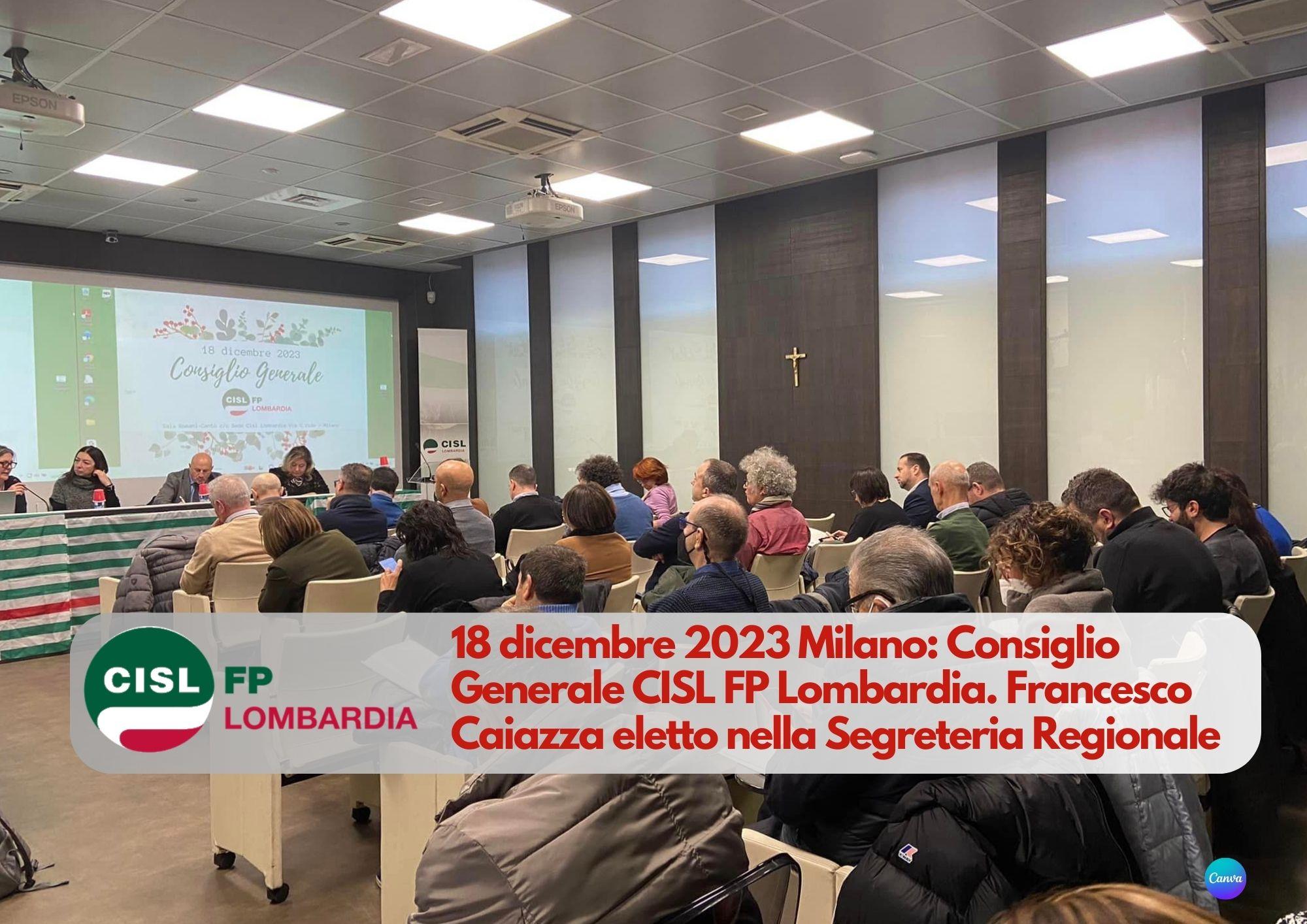 CISL FP Lombardia. Francesco Caiazza eletto nuovo componente di Segreteria Regionale.