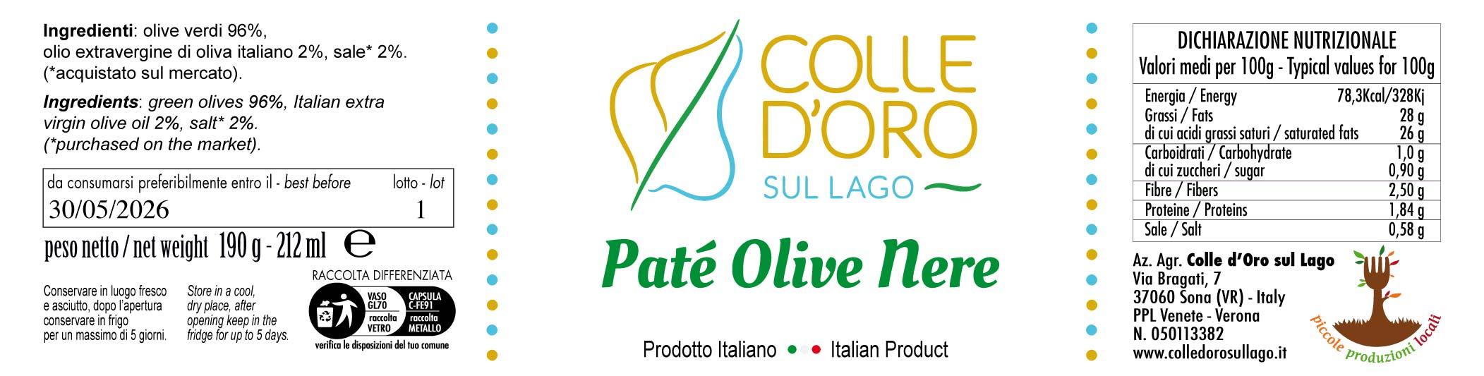 Cod. 15 Paté olive nere 190 g