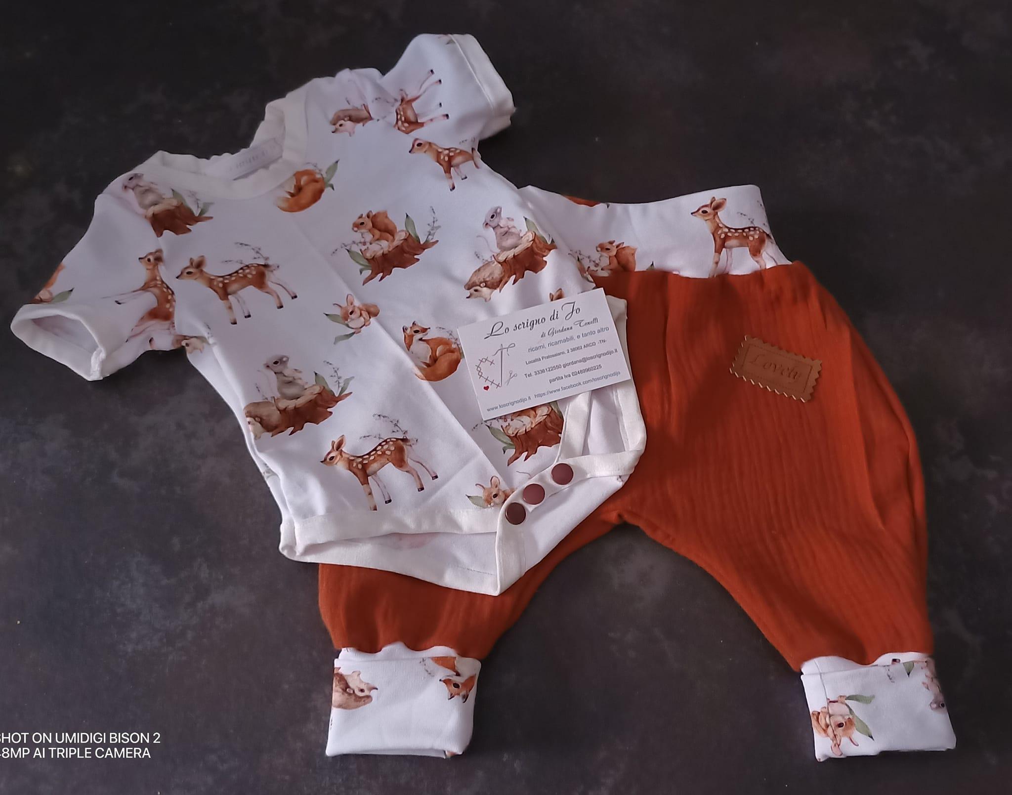 completino baby spezzato 2 pz body e harem pant su ordinazione