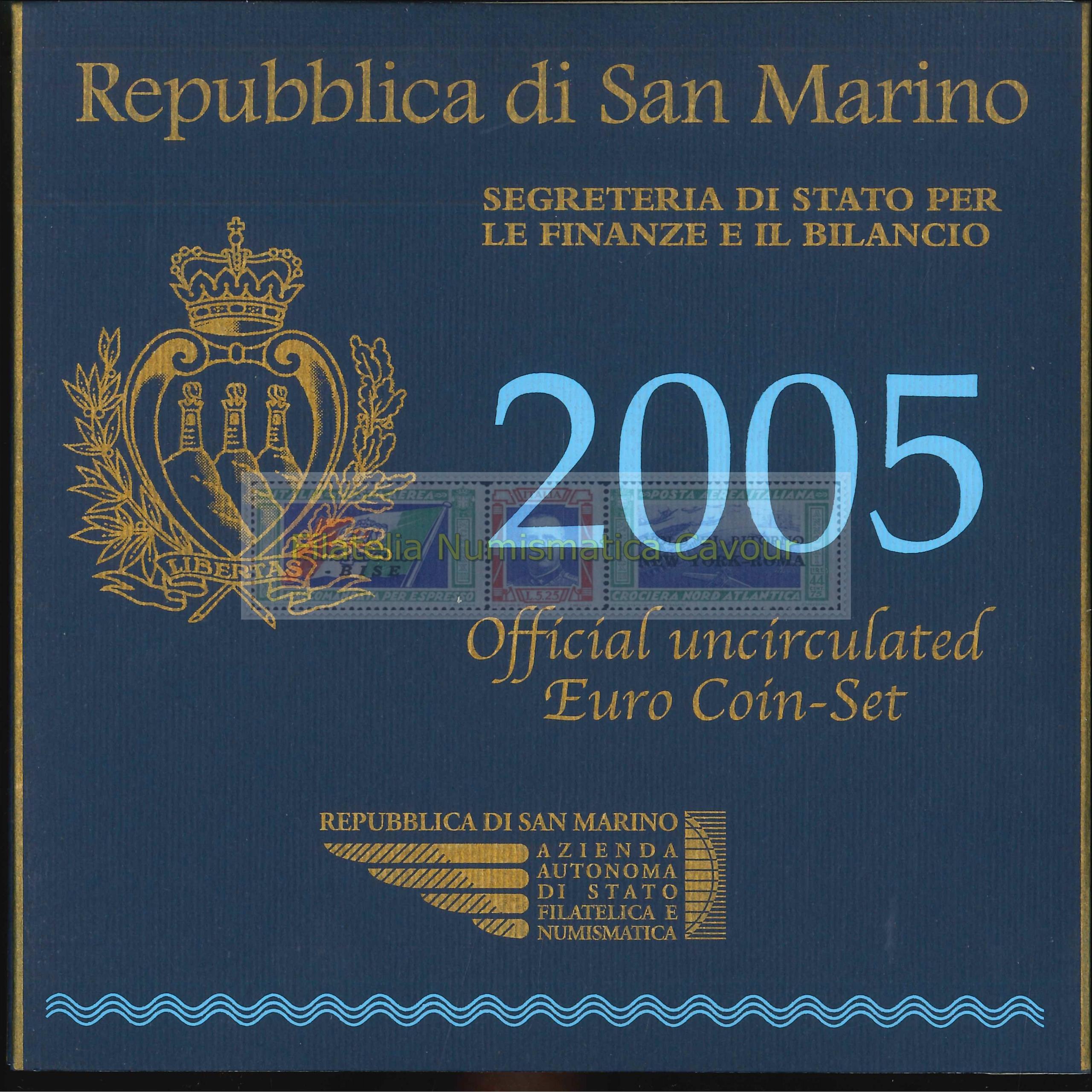 2005 - FDC DIVISIONALE + 5 euro ARGENTO - 9 VALORI