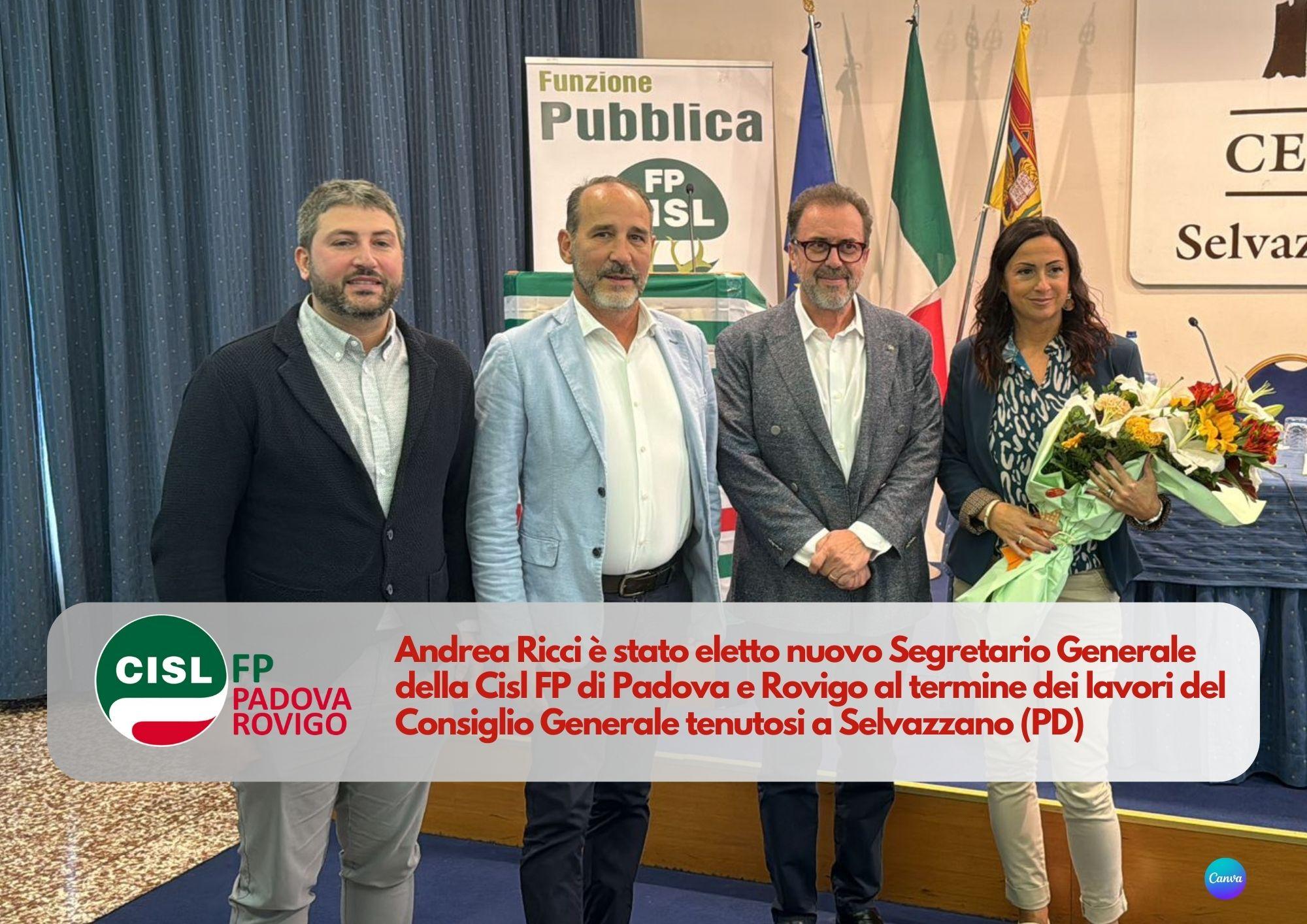 CISL FP Padova Rovigo. Andrea Ricci eletto nuovo Segretario Generale CISL FP Padova Rovigo