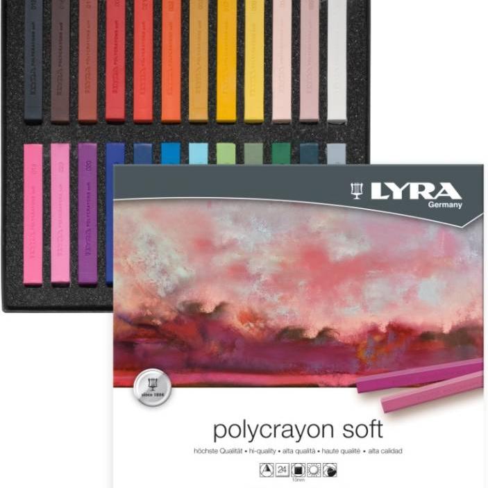 LYRA - Polycrayon Soft - Set 24 Gessetti artistici morbidi colorati di alta qualità