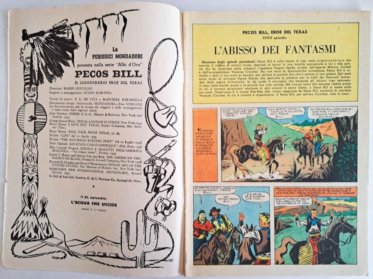 B003> PECOS BILL Albo d'Oro Mondadori N° 252 - XXXIX° Episodio < L'Abisso dei Fantasmi > 10-03-51