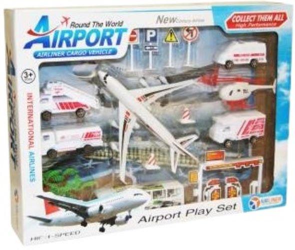 Aeroplano aeroporto con accessori