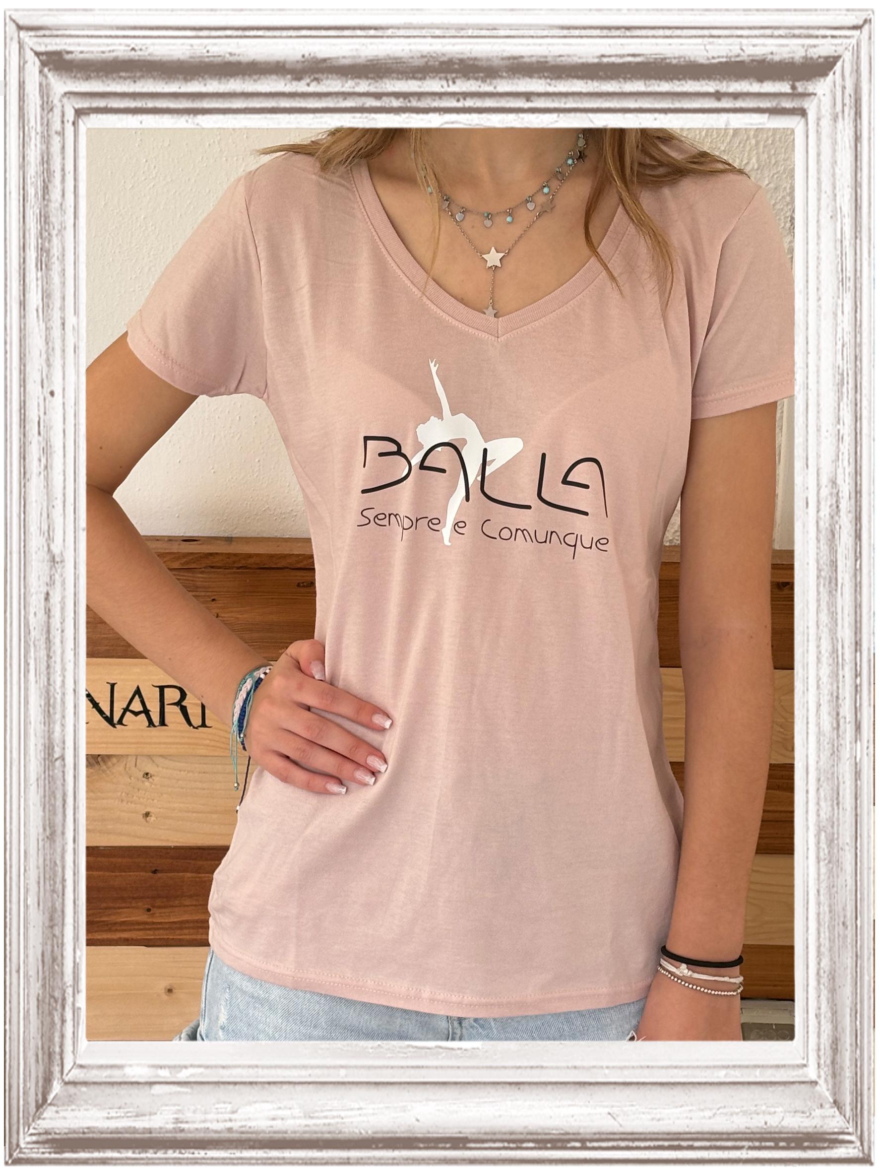 T-shirt balla sempre e comunque rosa, grigia