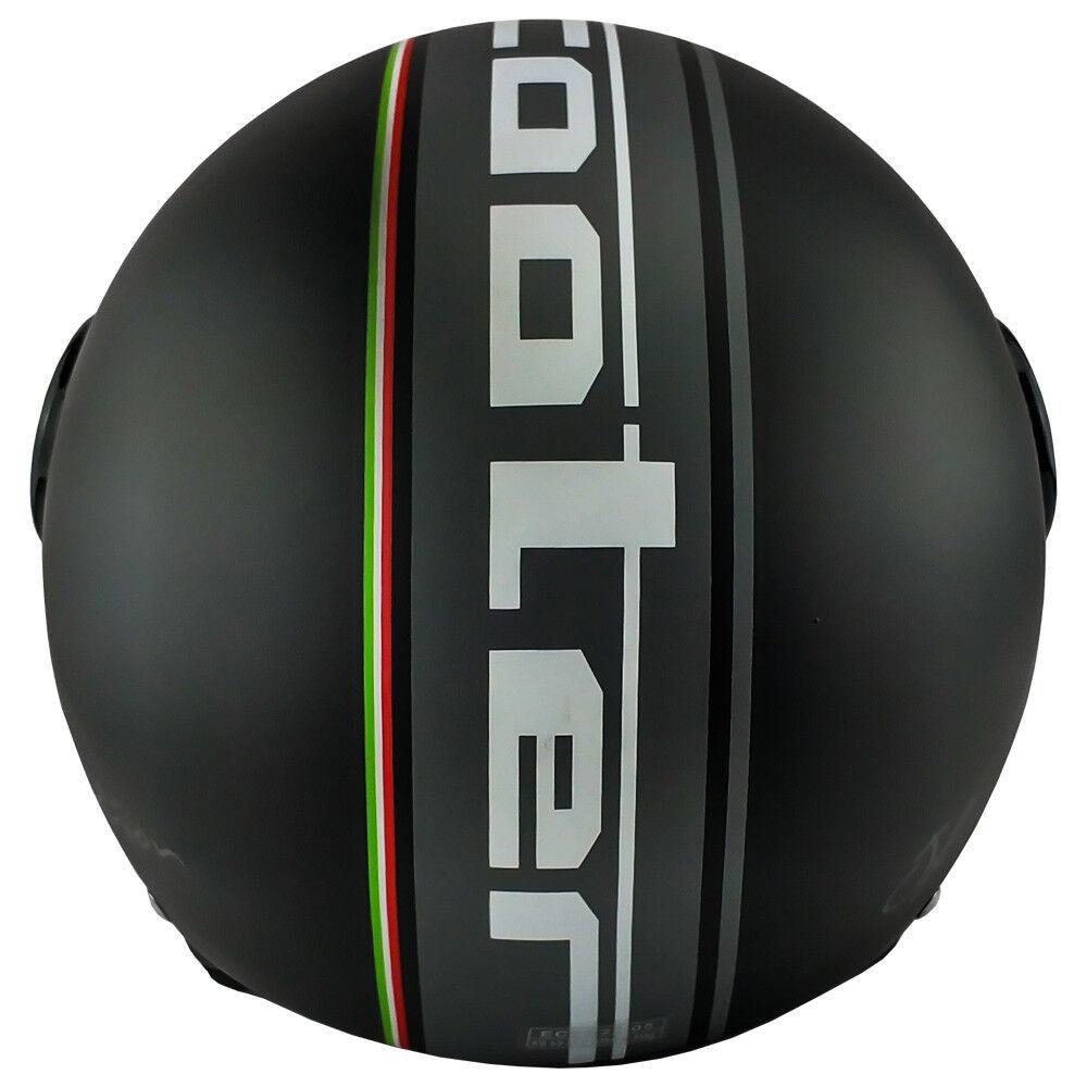 Casco Jet JFM Dark Nero Opaco Bandiera Italia Per Scooter