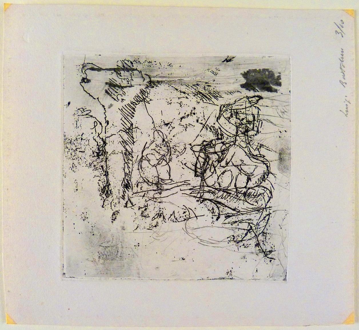 Luigi Bartolini, Acquaforte, Figure e paesaggio (abbozzo) 1932