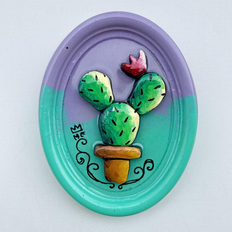 Cactus verde viola resin art