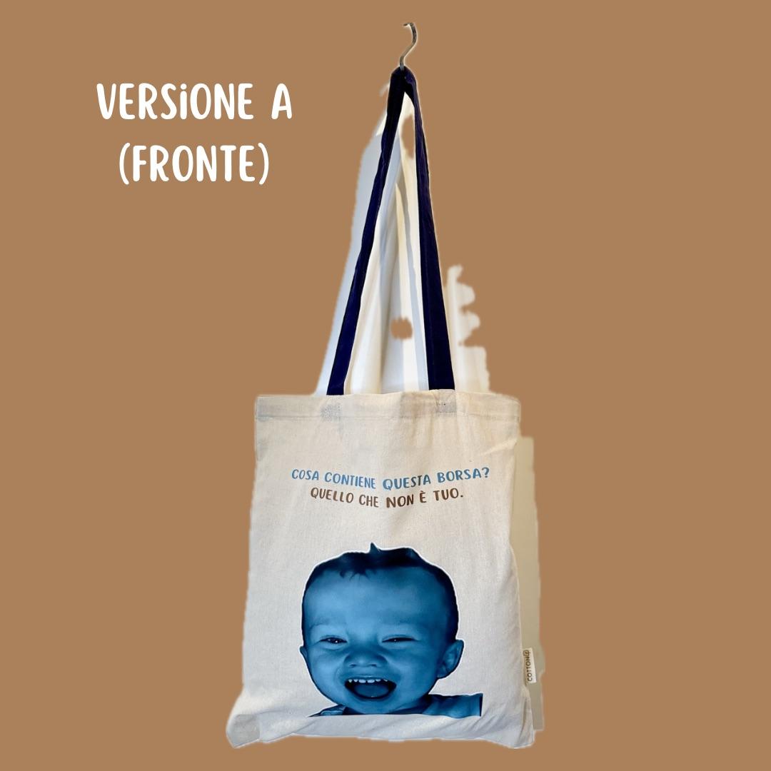 babyboss shopper cotone ironia spesa pannolini giochi bambini canile domodossola beneficienza