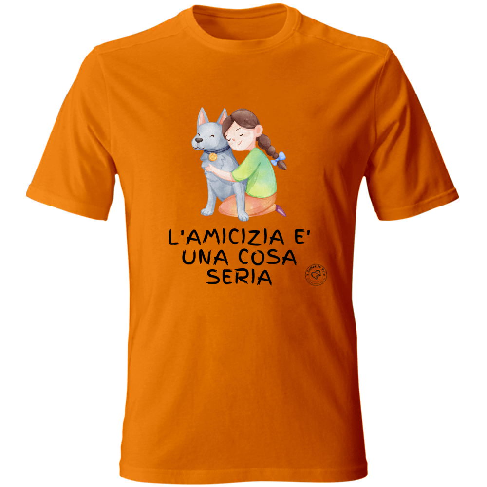 T-Shirt Solidale "L'Amicizia è una cosa seria" grafica Nera