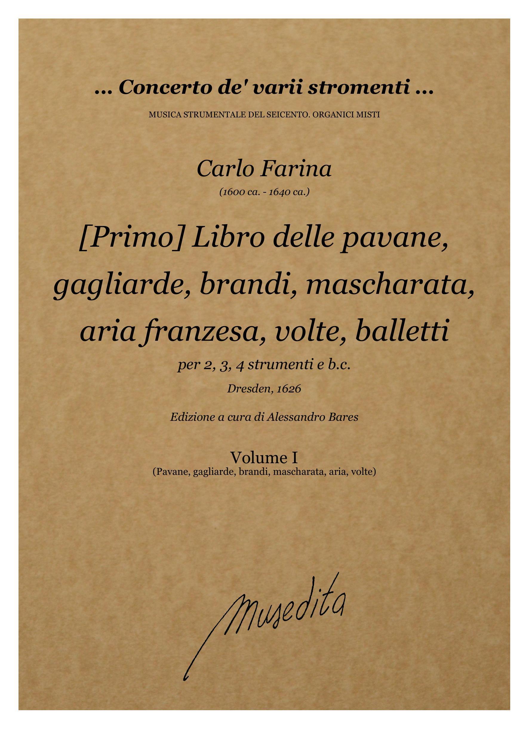 C.Farina: Libro [primo] delle Pavane, Gagliarde, Brandi, Mascharata, Aria Franzesa, Volte, Balletti,