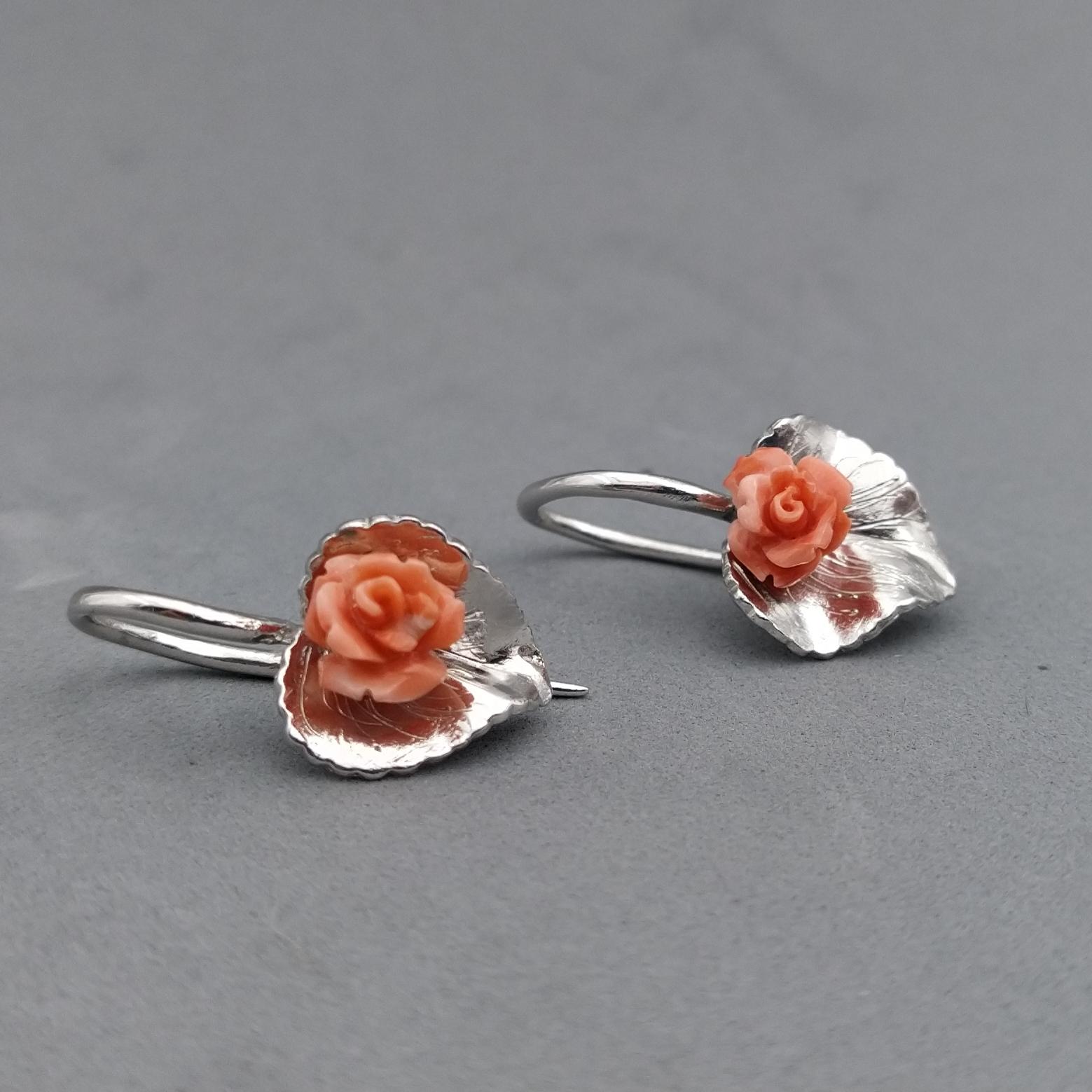 coral and silver earrings