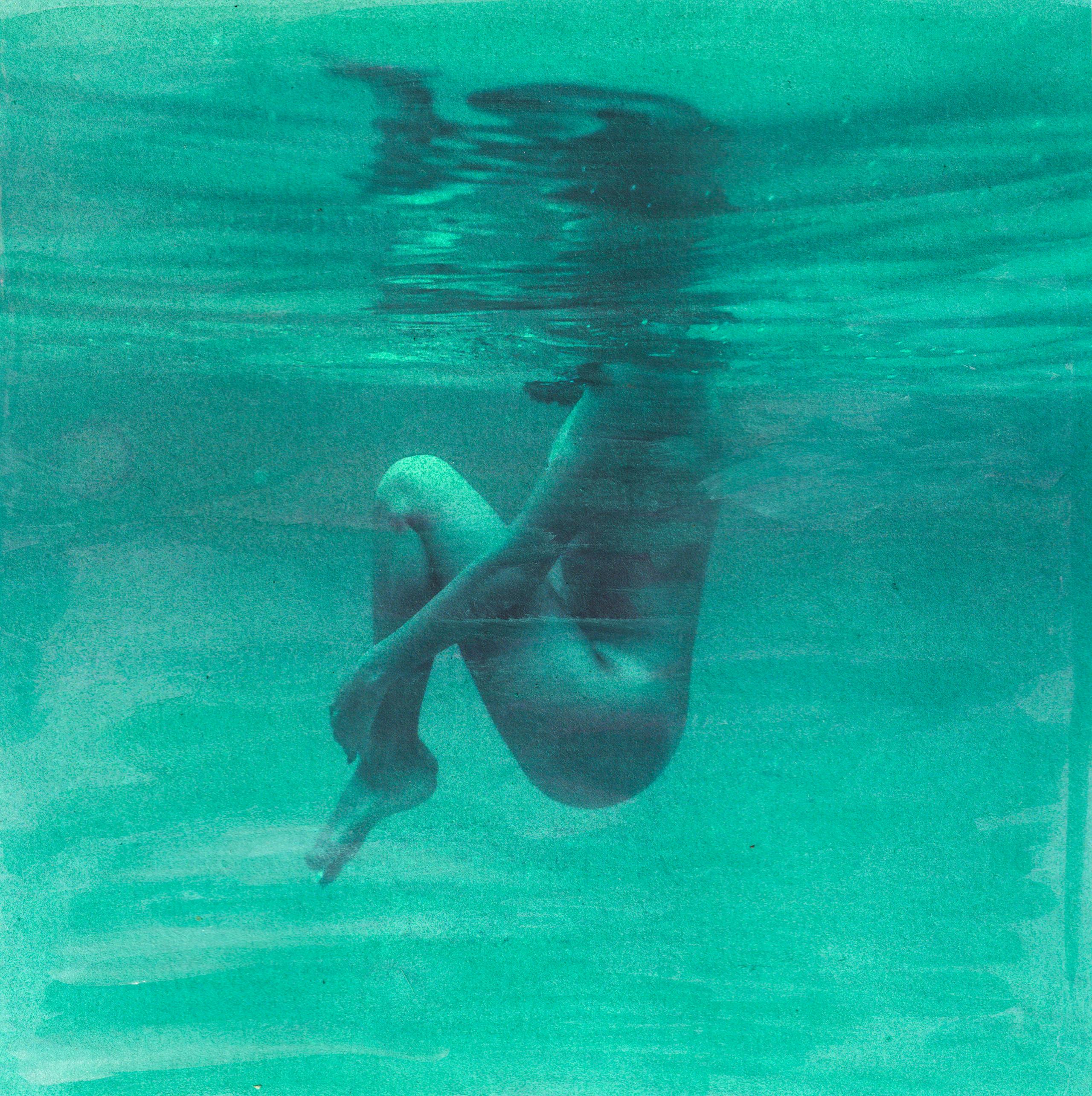 2023, underwater photo printed on watercolor paper and painted