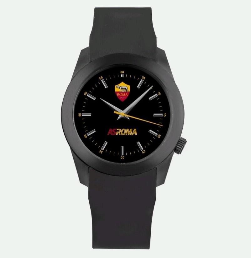 Orologio AS ROMA UFFICIALE UNISEX CASSA 40 MM CASSA ACCIAIO CINTURINO SILICONE NERO