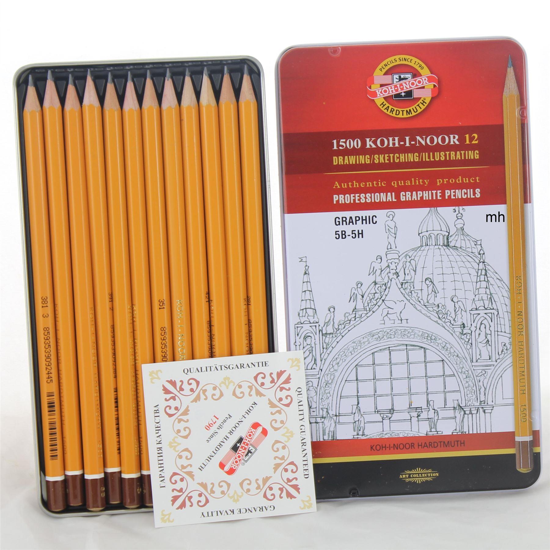 KOH I NOOR - Drawing Sketching Illustrating - Set 12 matite di grafite alta qualità 5B-5H