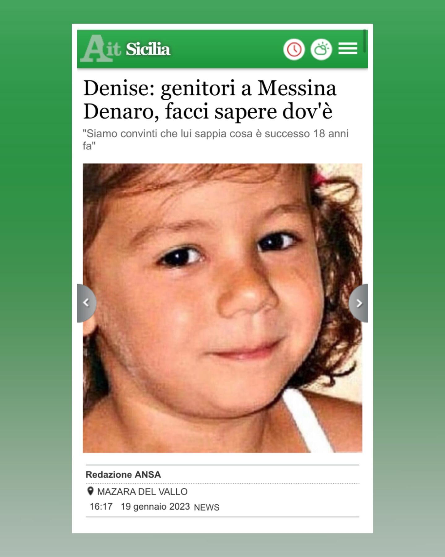Denise: genitori a Messina Denaro, facci sapere dov'è"Siamo convinti che lui sappia cosa è successo 18 anni fa"