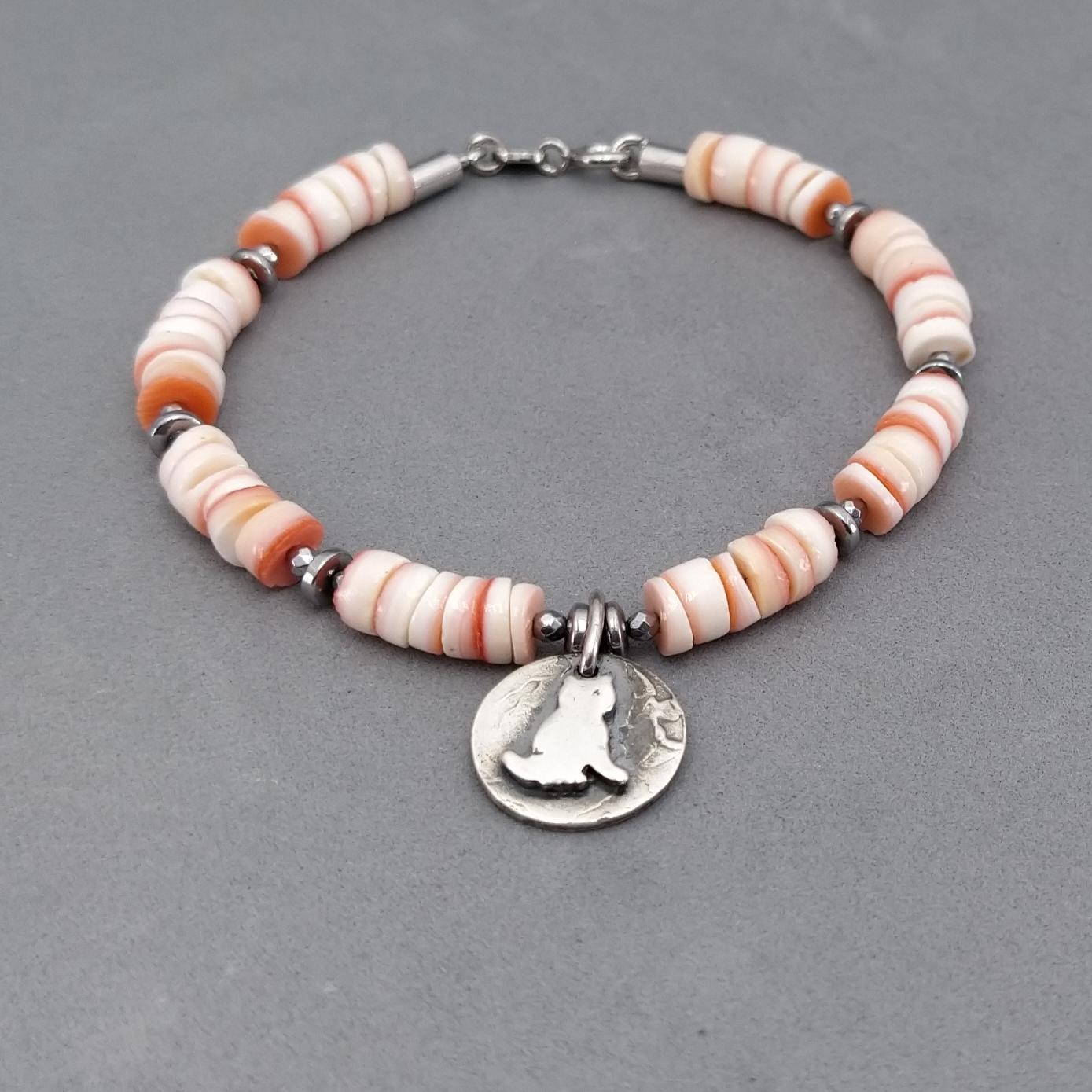 silver and shell bracelet