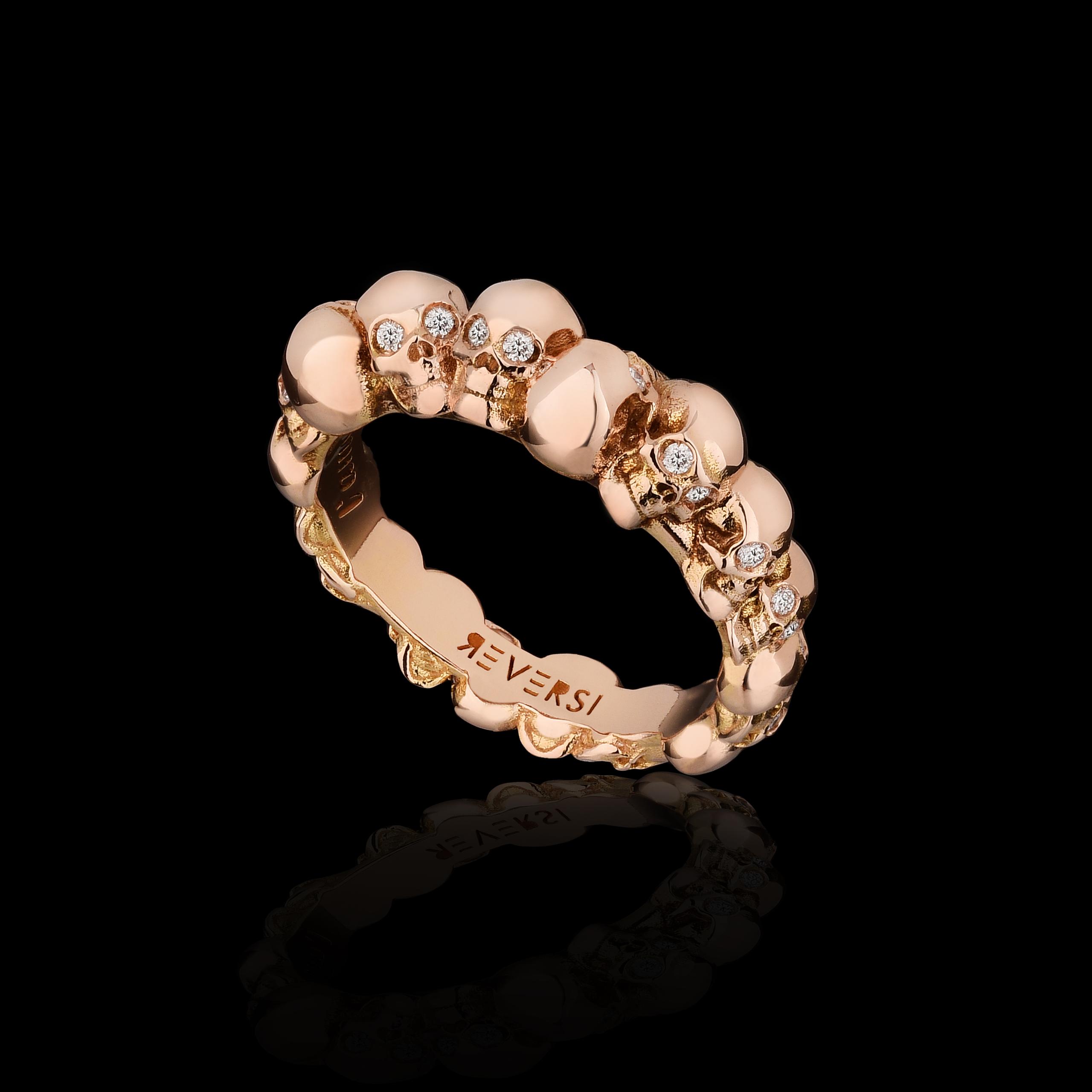 18kt rose gold with natural white diamonds