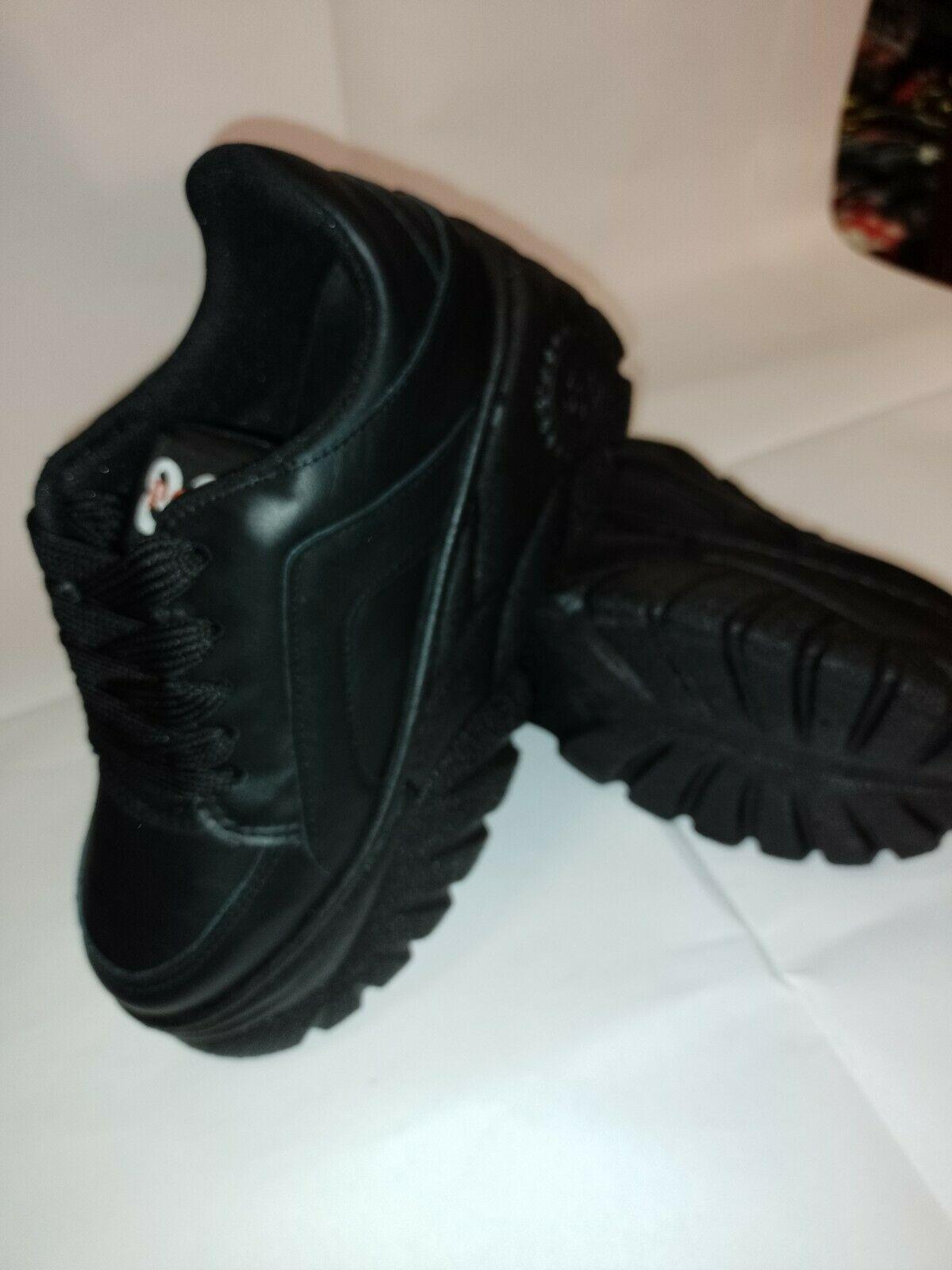 sneakers suola alta platform vera pelle nera Police 883