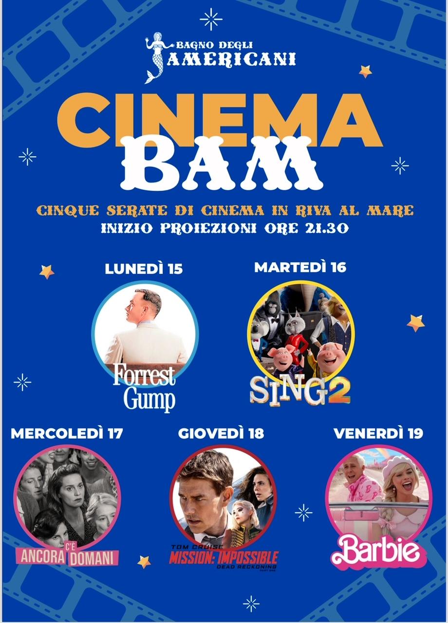 Al via lunedì 15 “Cinema Sul Mare” al BAM. Cinque proiezioni sul maxischermo 14 per 9 in collaborazione con Cinema Arsenale e Alfea Cinematografica