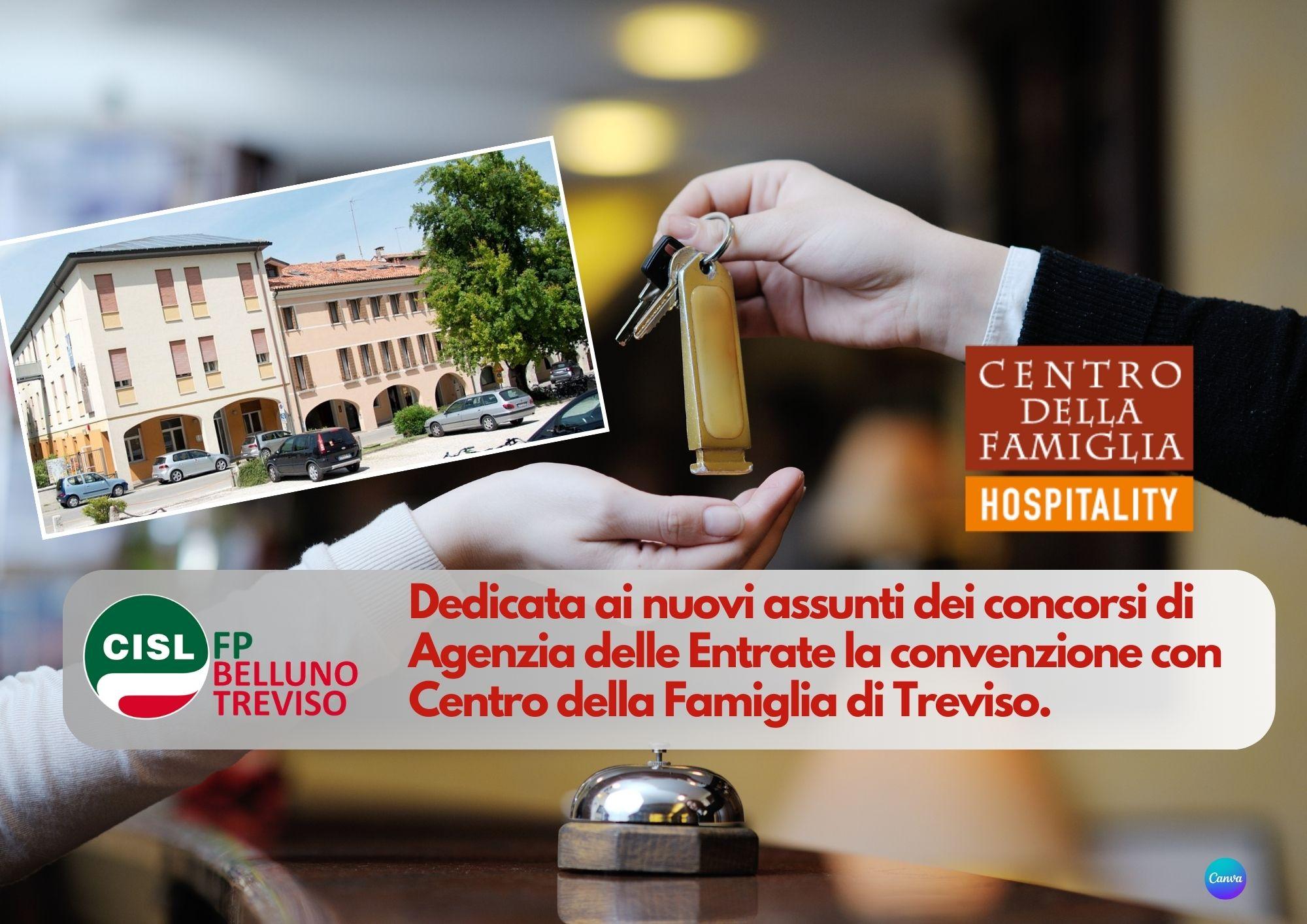 CISL FP Belluno Treviso. Convenzione alberghiera dedicata ai vincitori dei concorsi Agenzia delle Entrate