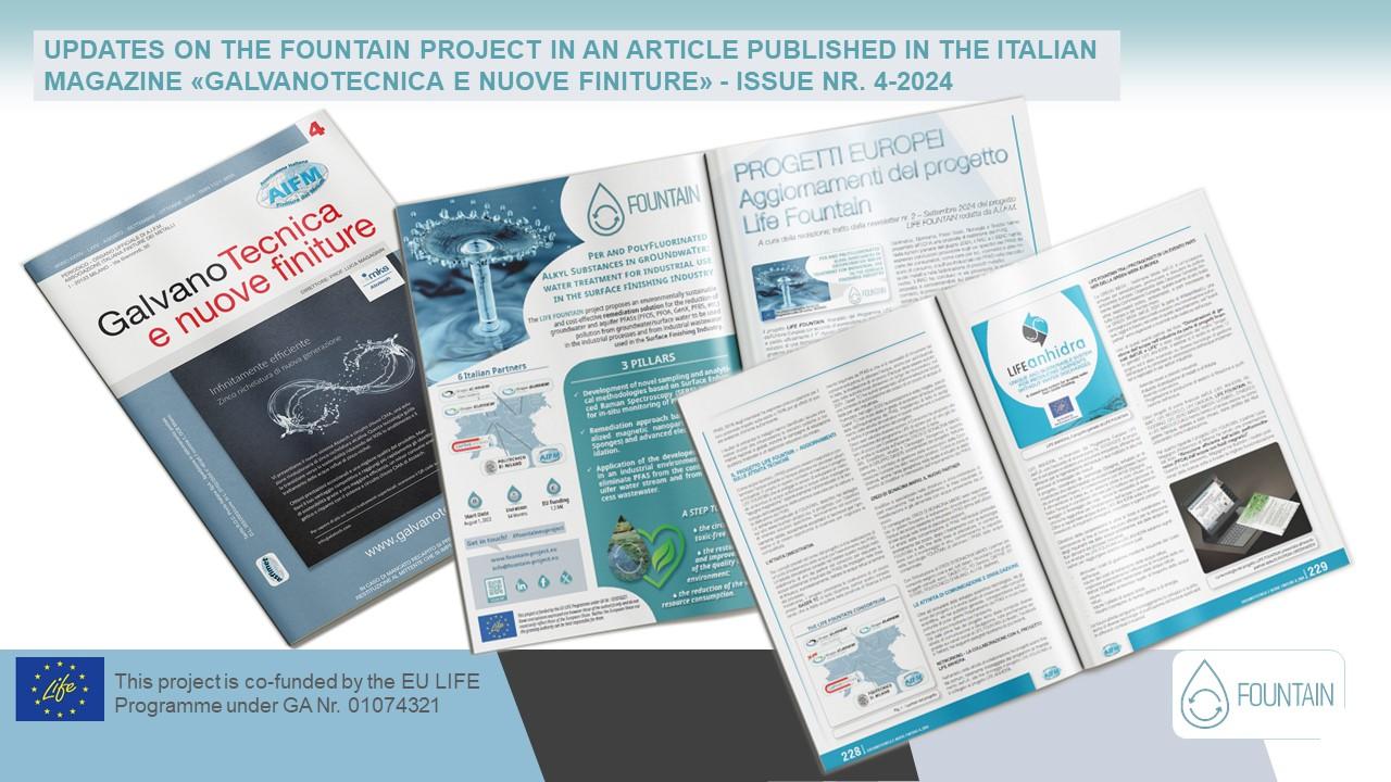 THE UPDATES ON THE FOUNTAIN PROJECT ARE PRESENTED IN THE ITALIAN MAGAZINE "GALVANOTECNICA E NUOVE FINITURE"