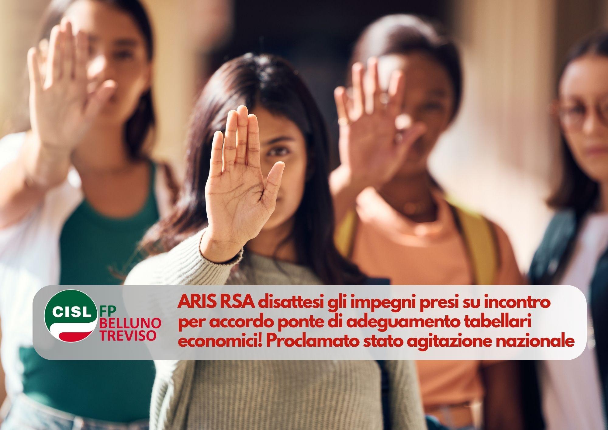 CISL FP Belluno Treviso. ARIS RSA disattesi gli impegni presi! Proclamato stato agitazione nazionale