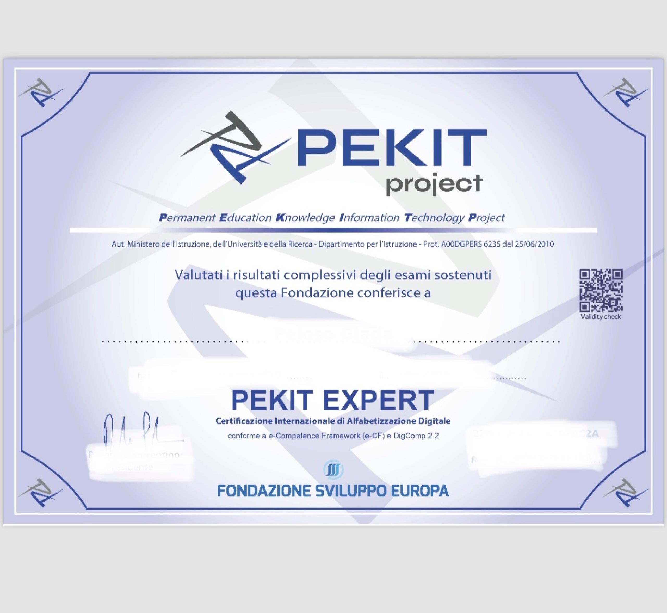 Certificazione PeKit  100% Online € 90