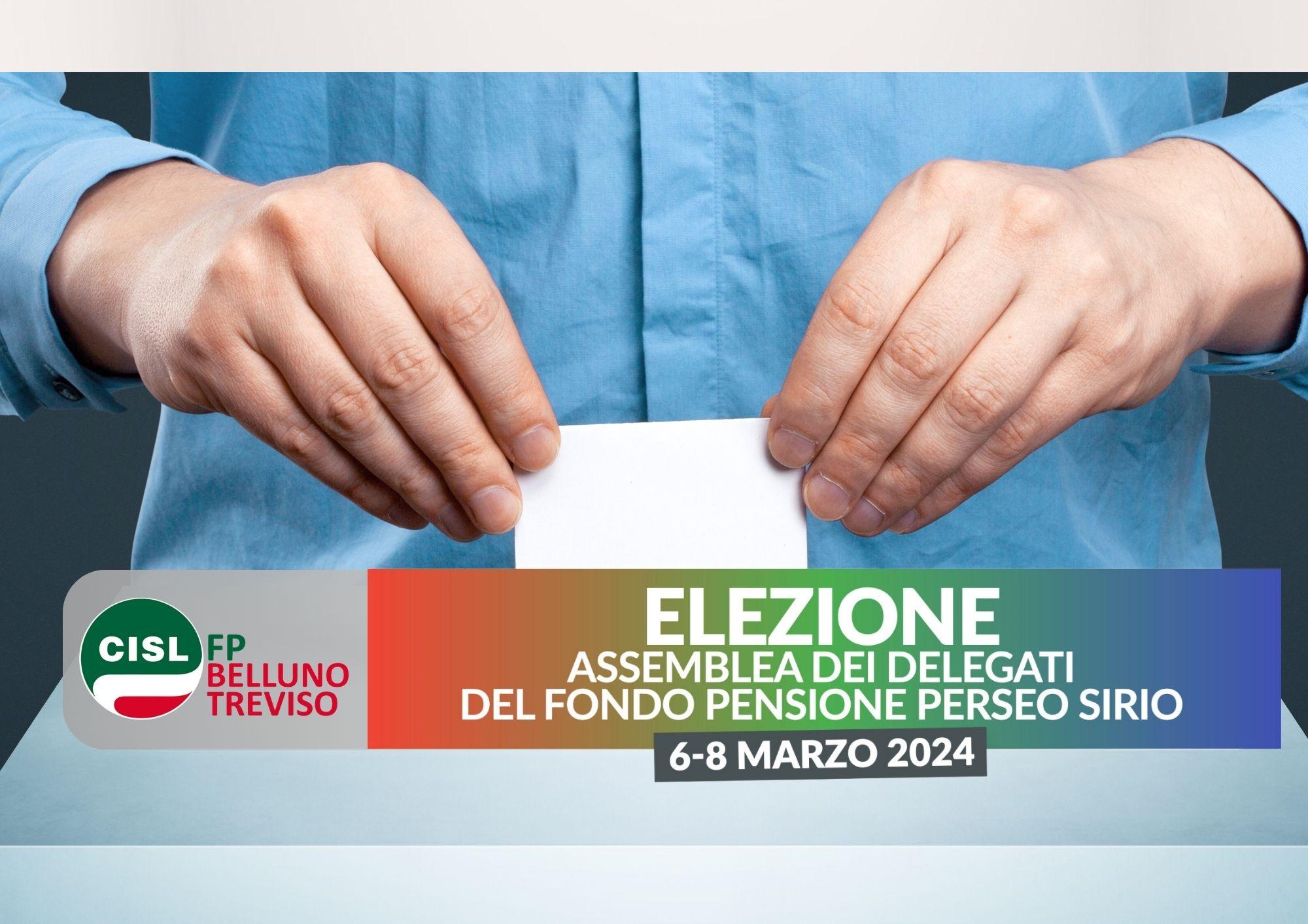 CISL FP Belluno Treviso. Da oggi sino all'8 marzo si vota per l'Assemblea dei delegati Fondo Perseo Sirio