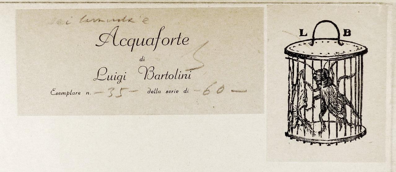 Luigi Bartolini, Acquaforte, Sei ragazze alla fontana 1943, cartiglio