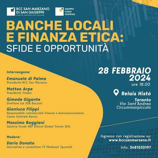 Bcc San Marzano: “Banche Locali e Finanza Etica”