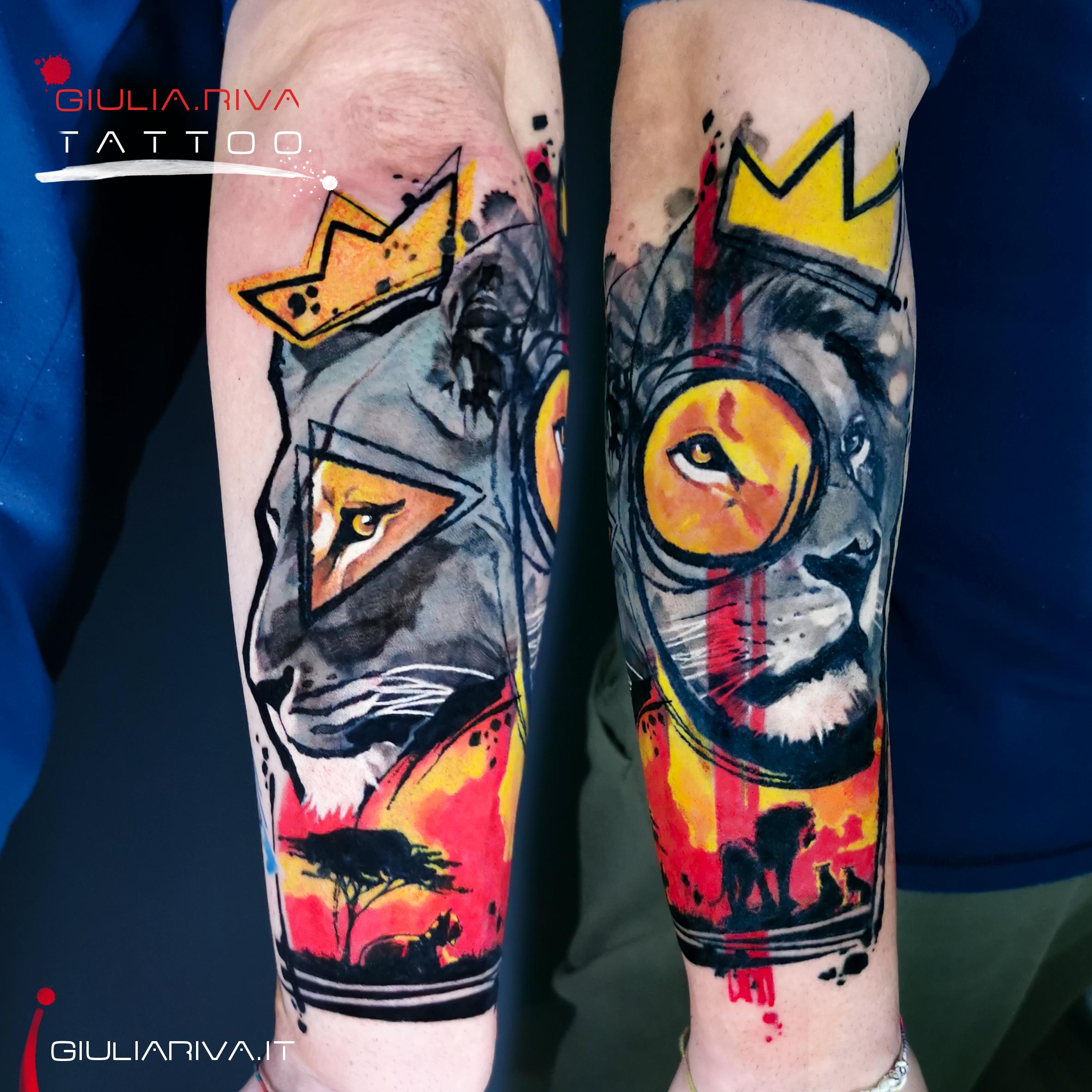 leone ritratto tatuaggio realistico realistic tattoo
