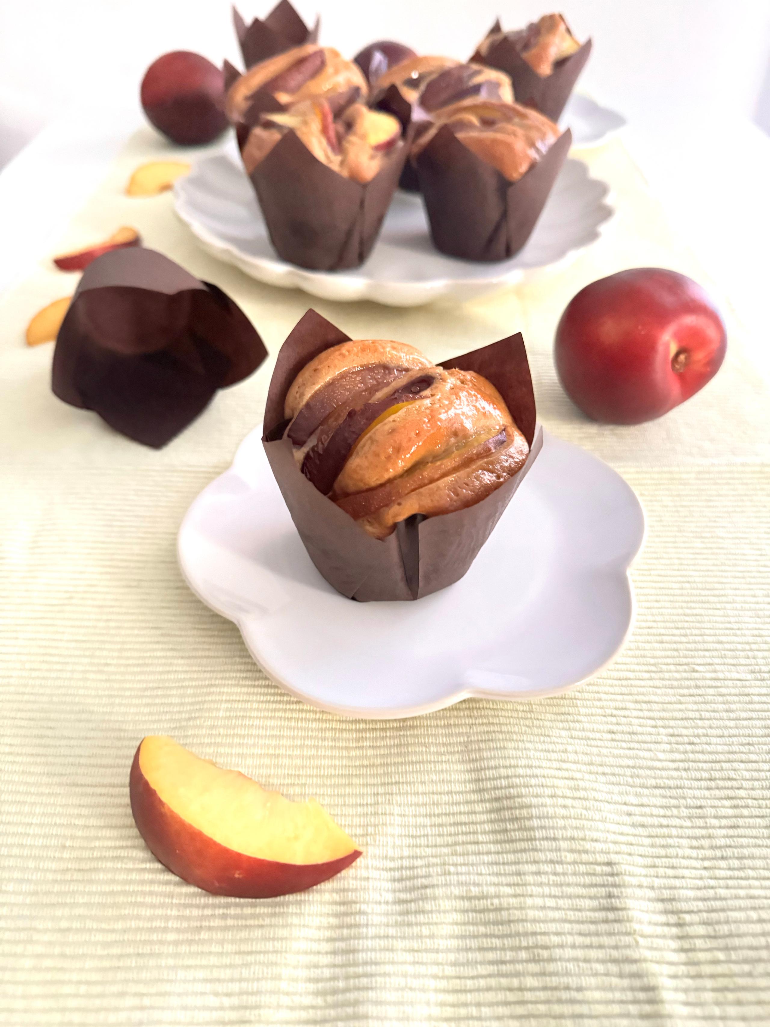 Muffin pesche e zucchero muscovado