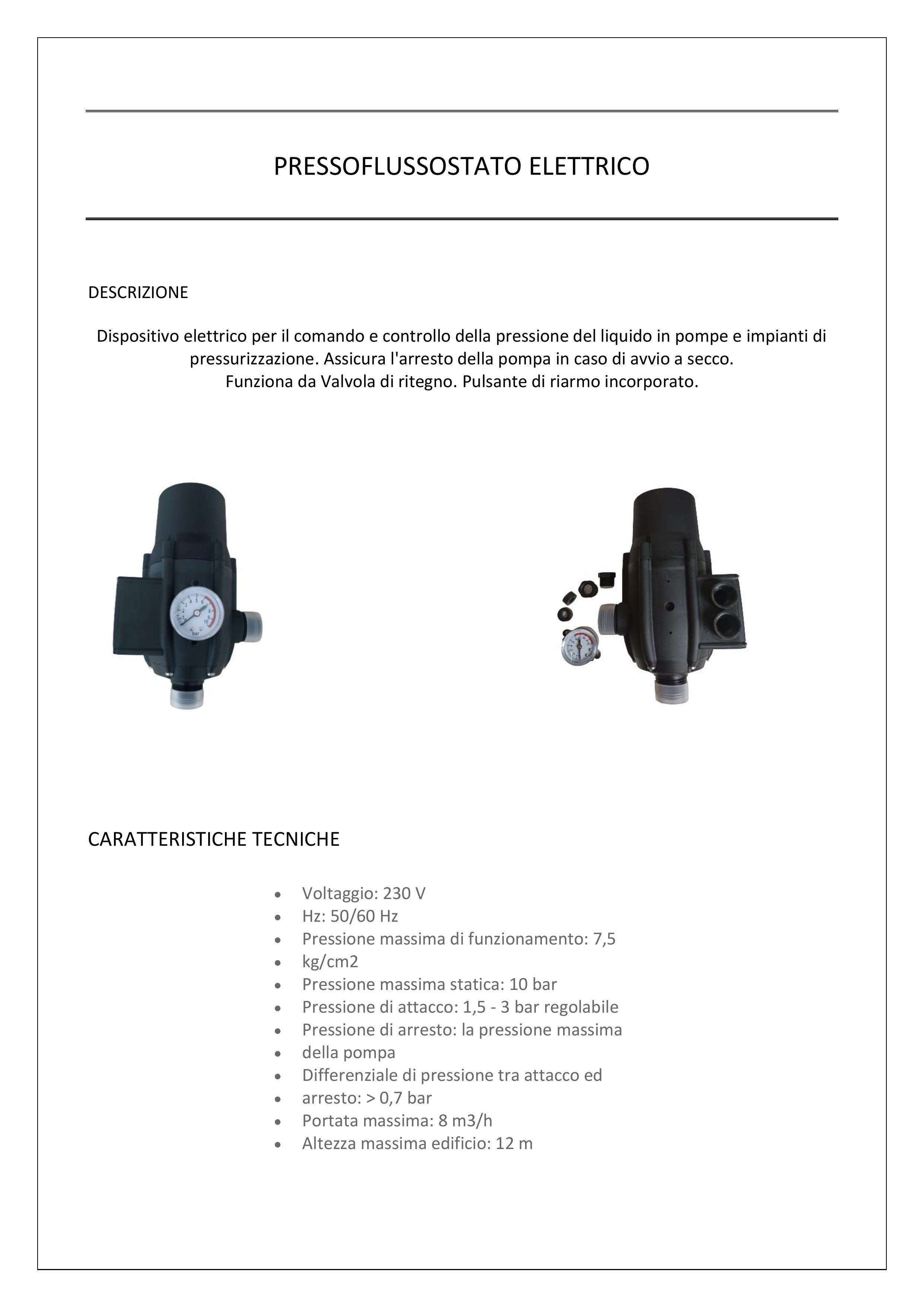 PRESSOFLUSSOSTATO ELETTRICO