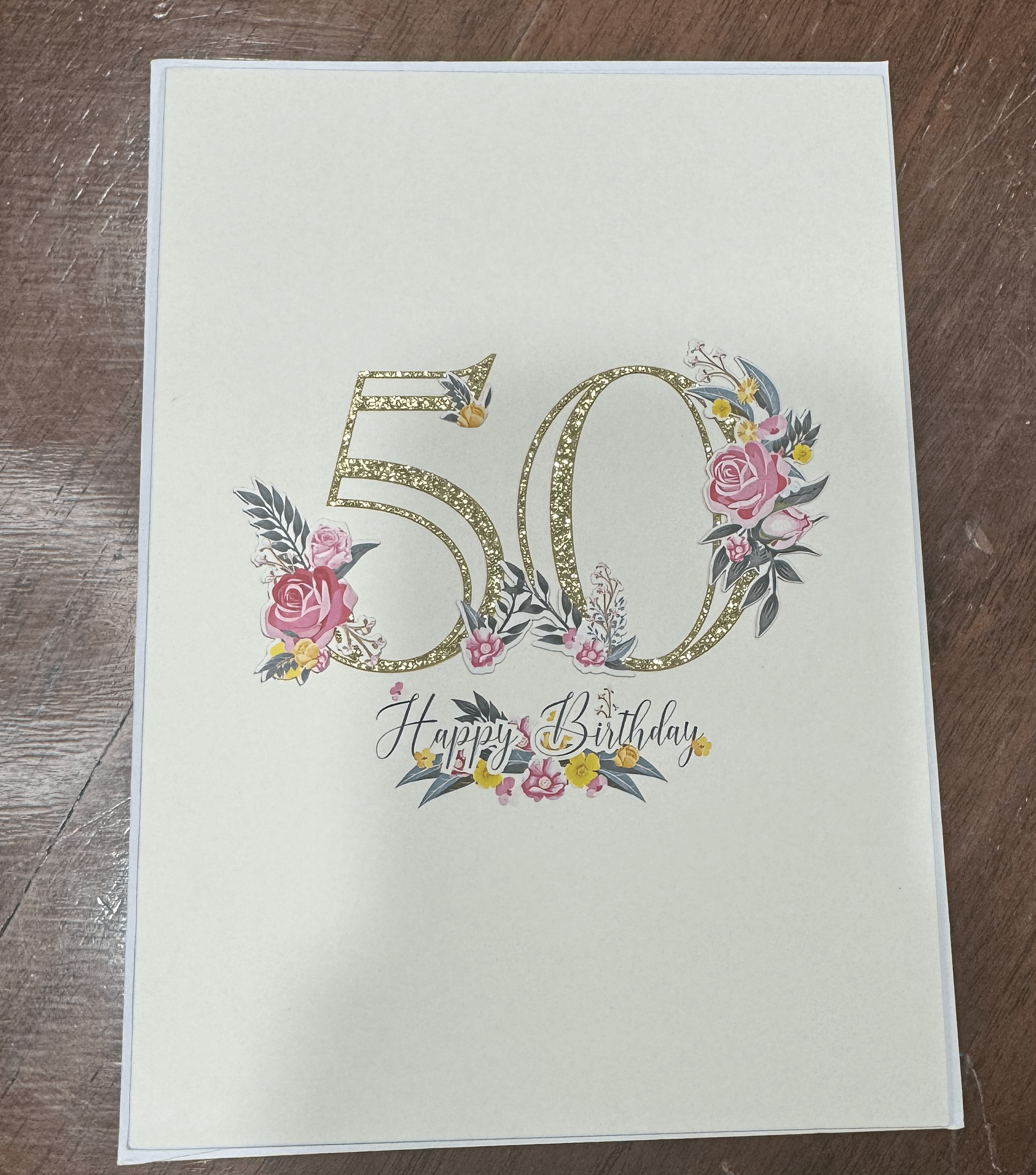 Happy Birthday 50 Flowers Pop-Up Card