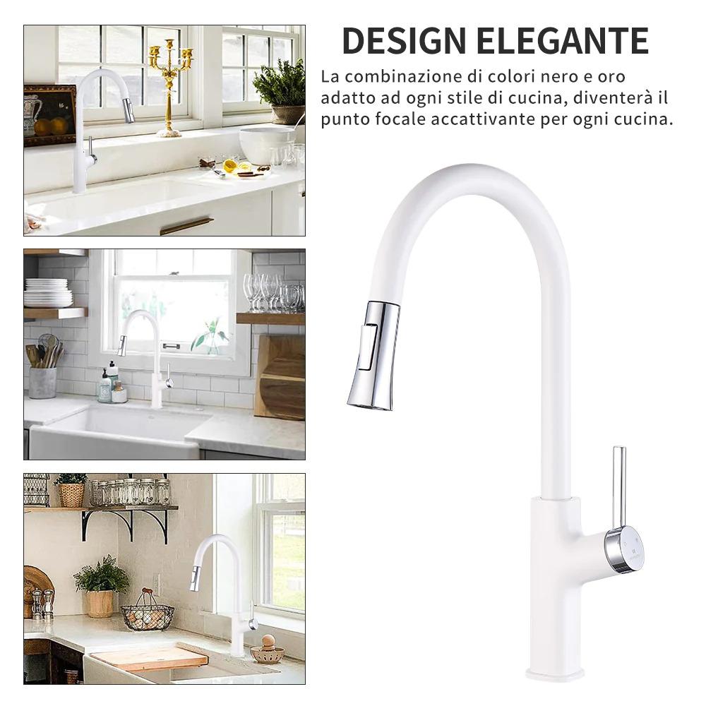 Rubinetto da cucina estraibile girevole a 360°