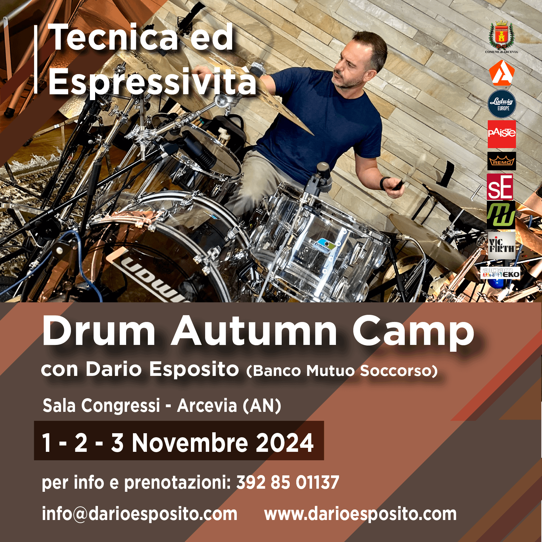 DRUM AUTUMN CAMP "" Tecnica ed Espressività" di DARIO ESPOSITO ad ARCEVIA (AN) 1- 2- 3- NOVEMBRE 2024