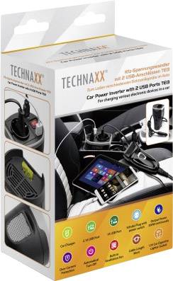 ICTX-TE13 -TECHNAXX- Inverter di alimentazione per auto con 2 porte USB te13