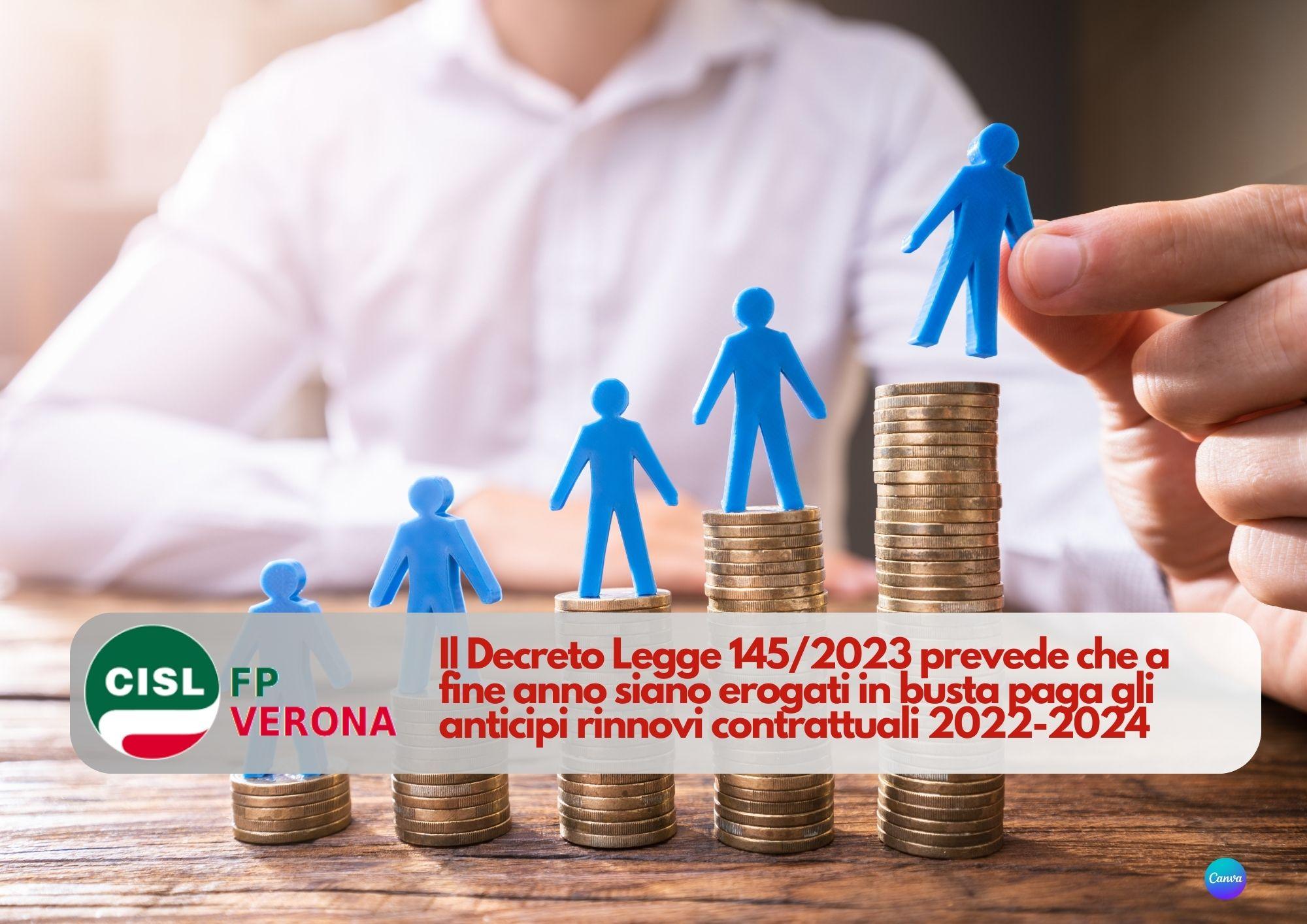 CISL FP Verona. A fine anno previsti in busta paga anticipi rinnovi contrattuali 2022-2024 pubblico impiego