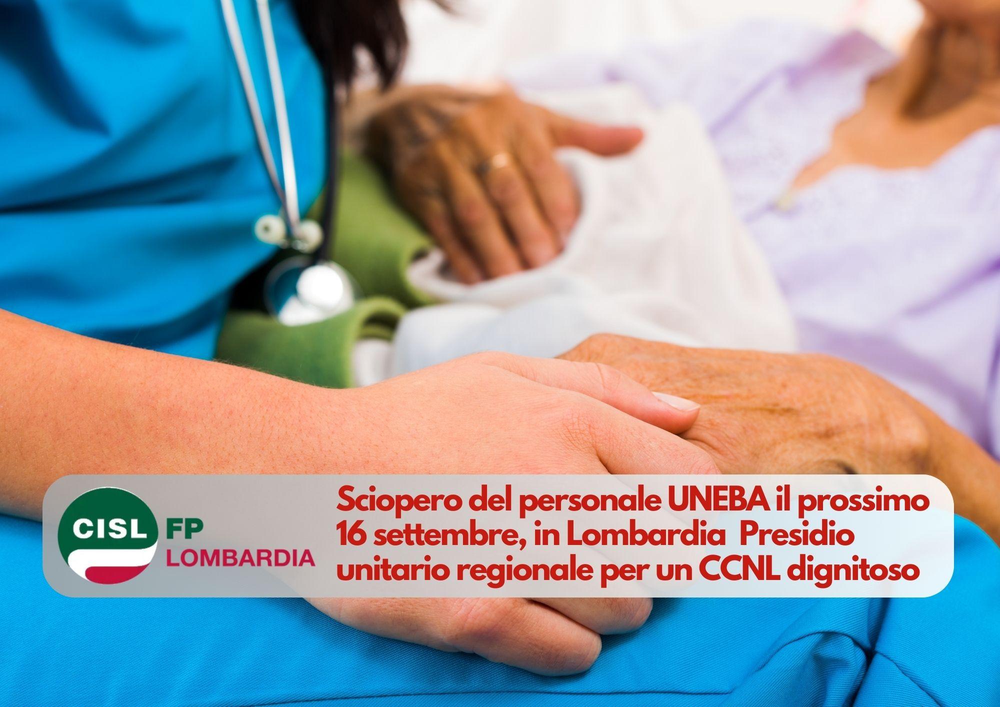 CISL FP Lombardia. Sciopero nazionale personale UNEBA il 16 settembre, in Lombardia presidio unitario dei lavoratori