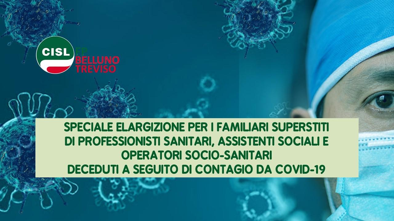 CISL FP Belluno Treviso. Familiari superstiti personale sanitario deceduto per Covid: speciale elargizione