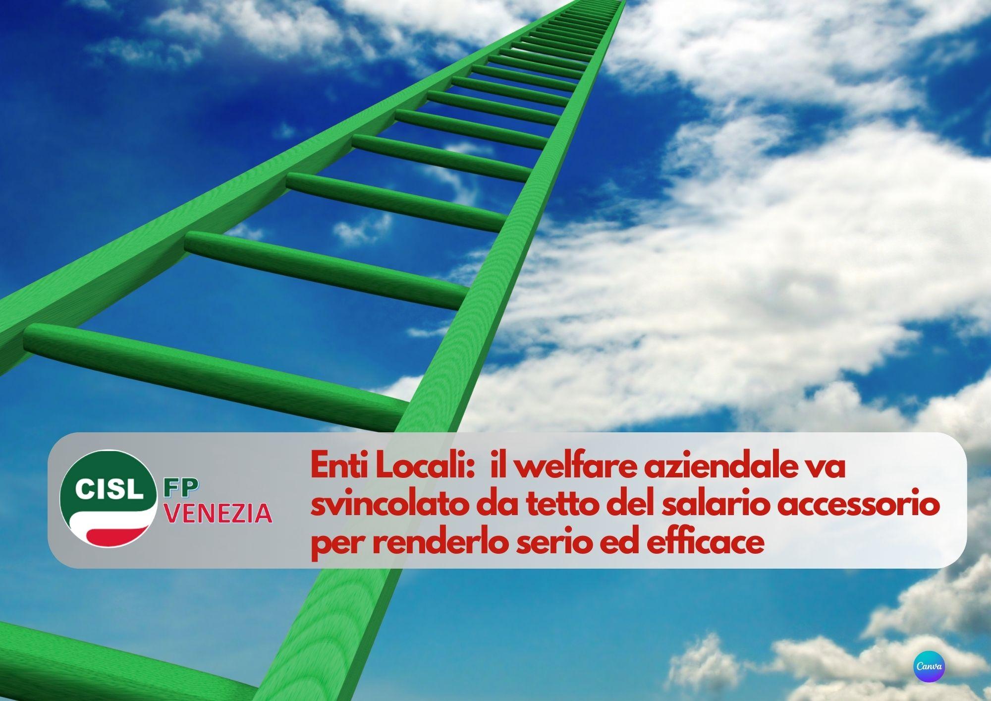 CISL FP Venezia. Enti Locali: il welfare aziendale va svincolato da tetto del salario accessorio.