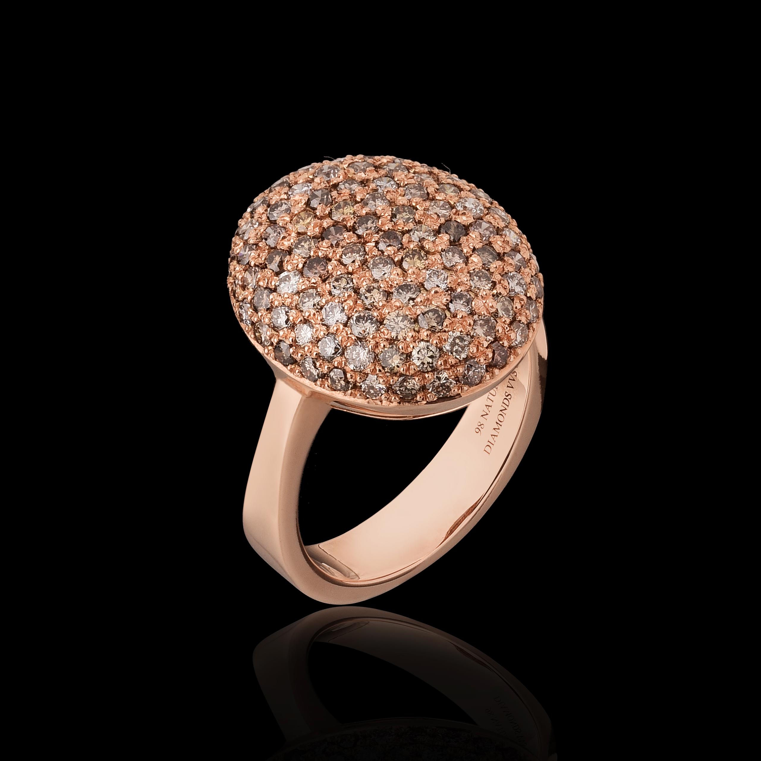 18kt rose gold with natural brown diamonds